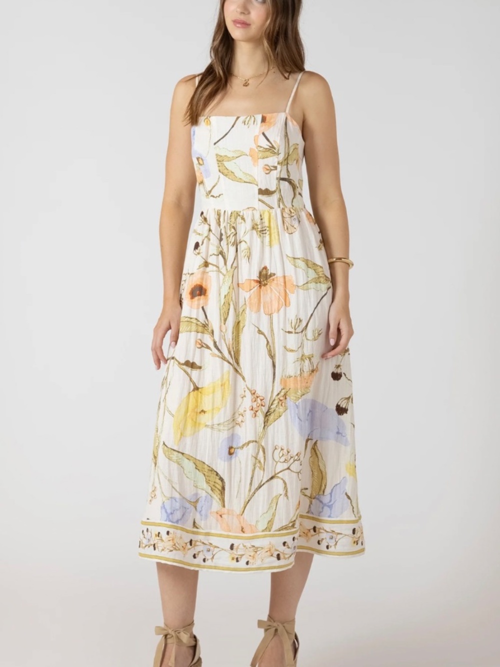 H&M floral smocked midi dress 4XL NWT